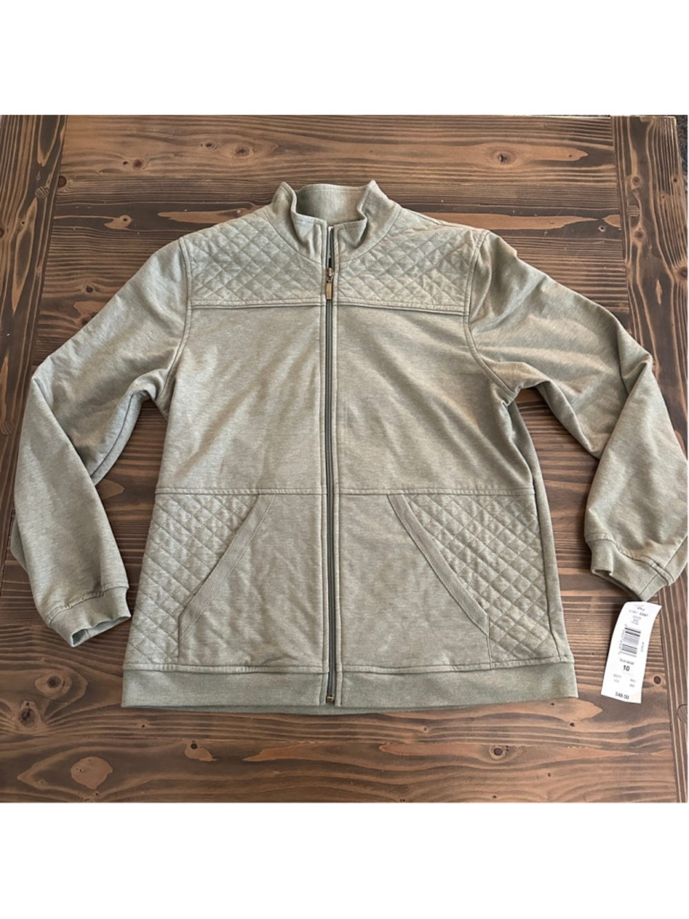 Women’s Allison Daley Sage Green Quilted Full Zip Jacket Size 10 NWT